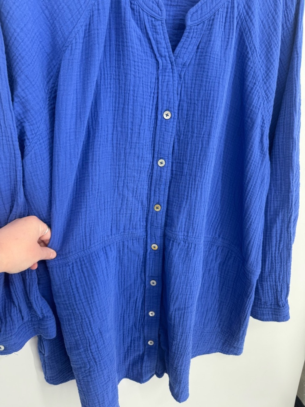 Soft Surroundings Women's Blue Gauze Button Down 100% Cotton Top Plus Size 3X - Picture 4 of 8